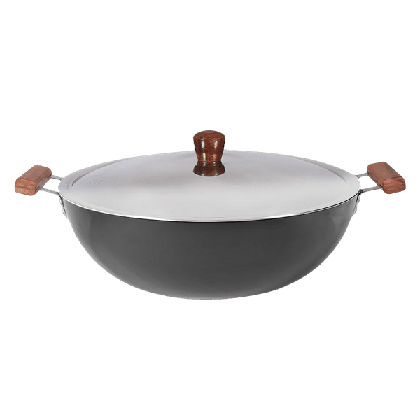 Buy WONDERCHEF Ebony 6L Non Stick Aluminium Deep Kadai with Lid